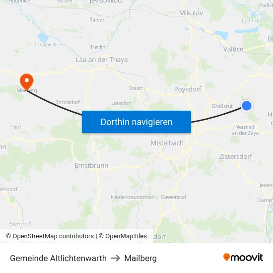 Gemeinde Altlichtenwarth to Mailberg map