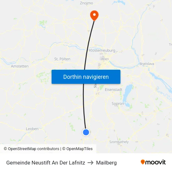 Gemeinde Neustift An Der Lafnitz to Mailberg map
