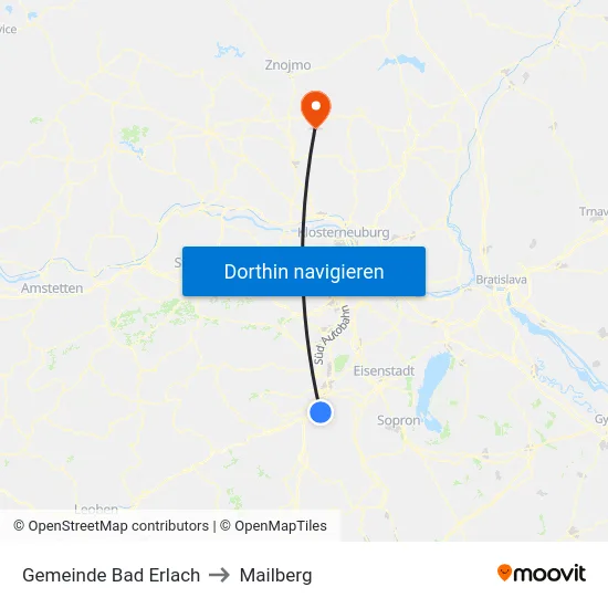 Gemeinde Bad Erlach to Mailberg map