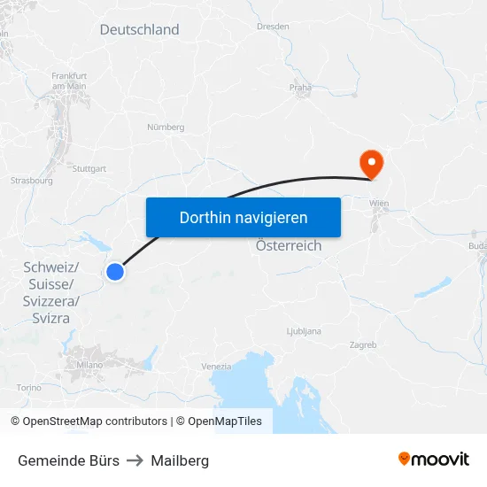 Gemeinde Bürs to Mailberg map