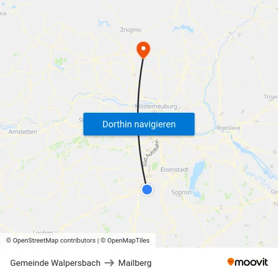 Gemeinde Walpersbach to Mailberg map