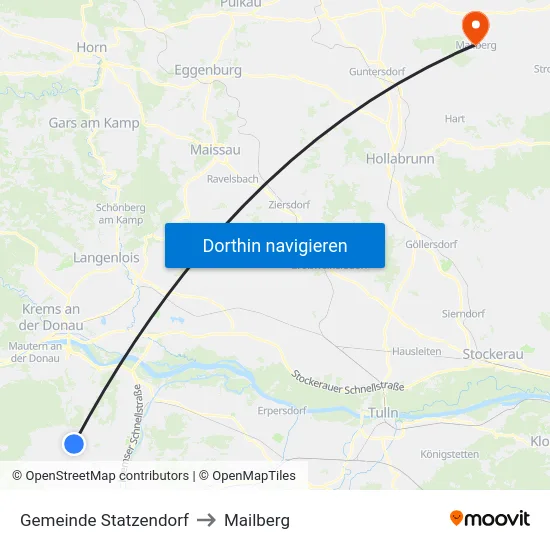 Gemeinde Statzendorf to Mailberg map
