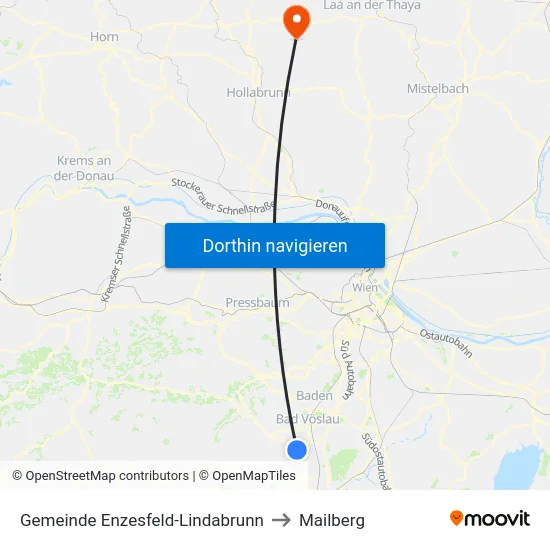 Gemeinde Enzesfeld-Lindabrunn to Mailberg map