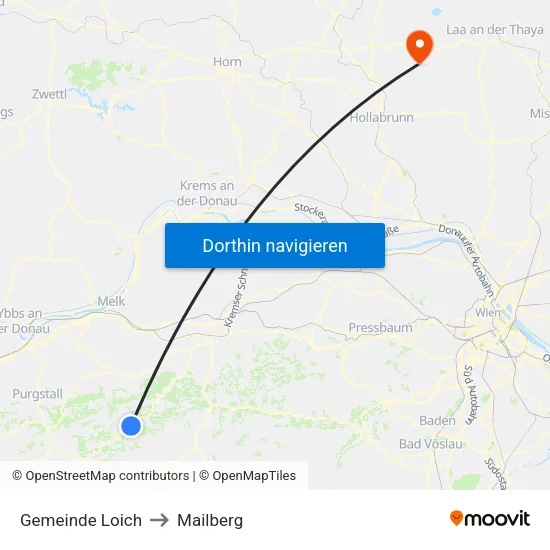 Gemeinde Loich to Mailberg map