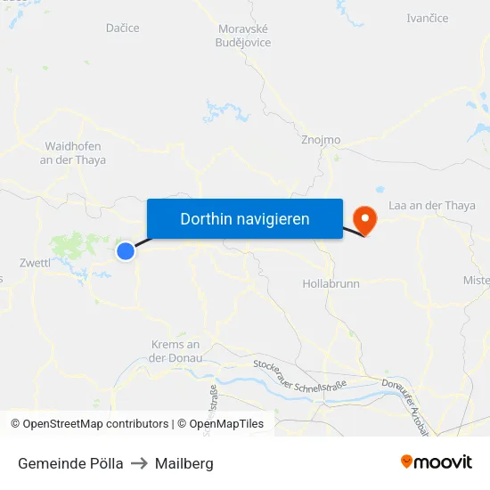 Gemeinde Pölla to Mailberg map