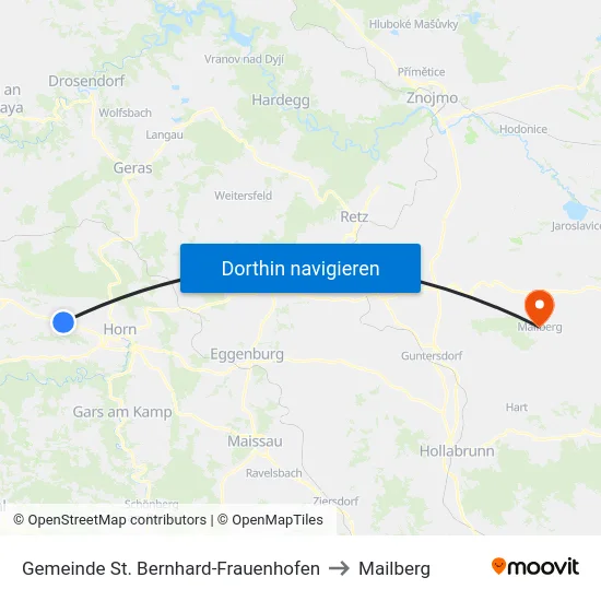 Gemeinde St. Bernhard-Frauenhofen to Mailberg map