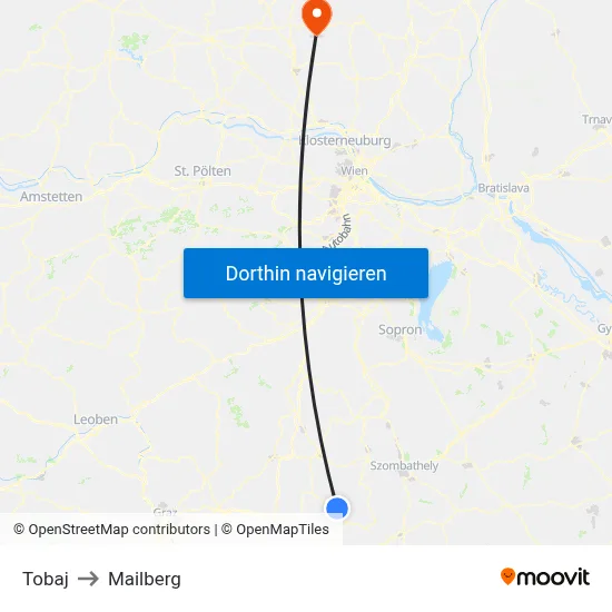 Tobaj to Mailberg map