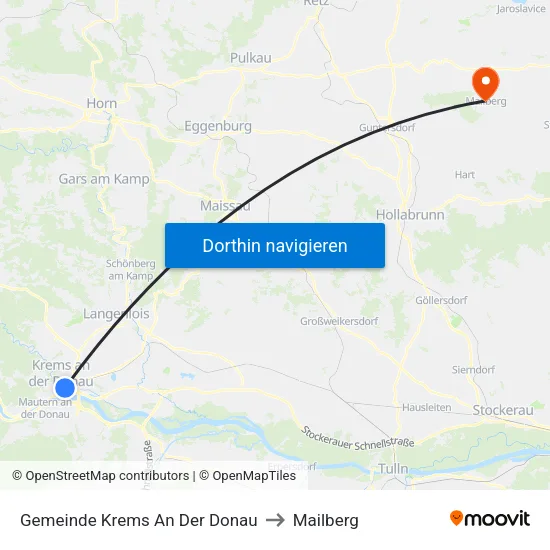 Gemeinde Krems An Der Donau to Mailberg map