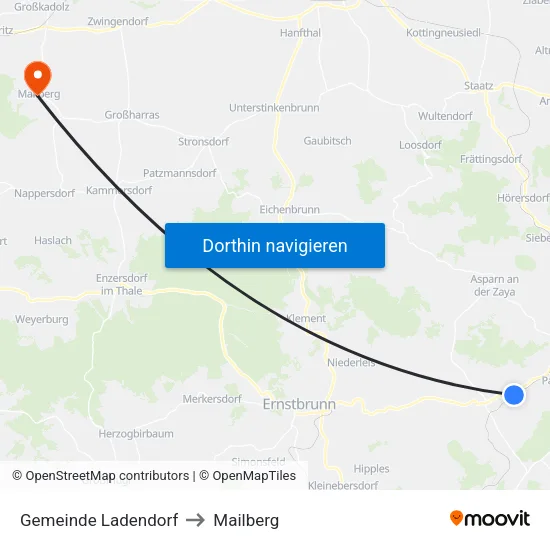 Gemeinde Ladendorf to Mailberg map