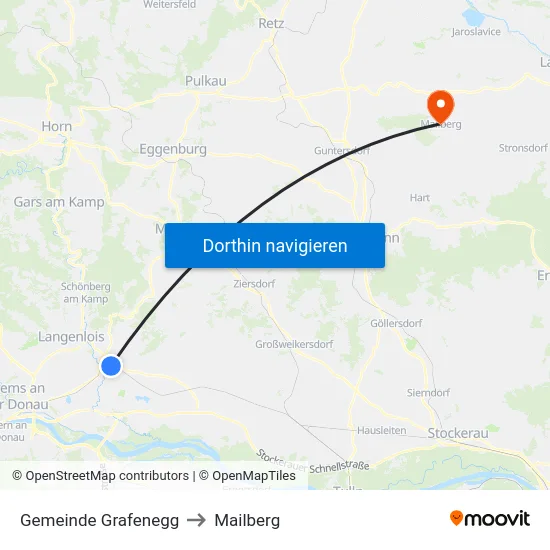 Gemeinde Grafenegg to Mailberg map