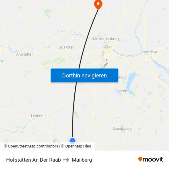 Hofstätten An Der Raab to Mailberg map
