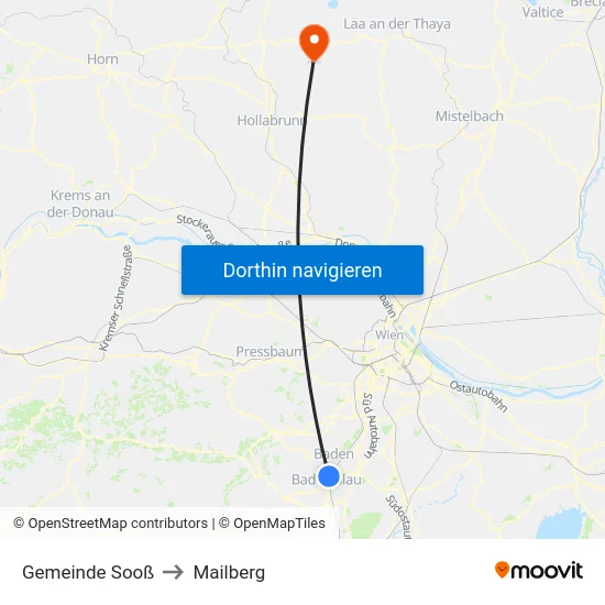 Gemeinde Sooß to Mailberg map