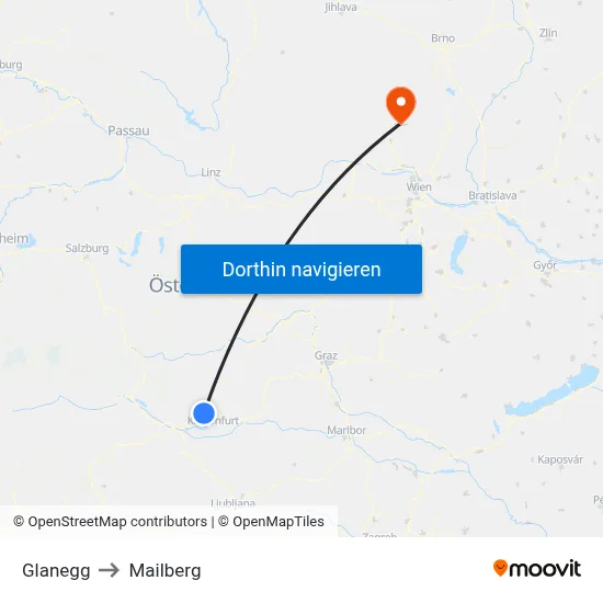Glanegg to Mailberg map