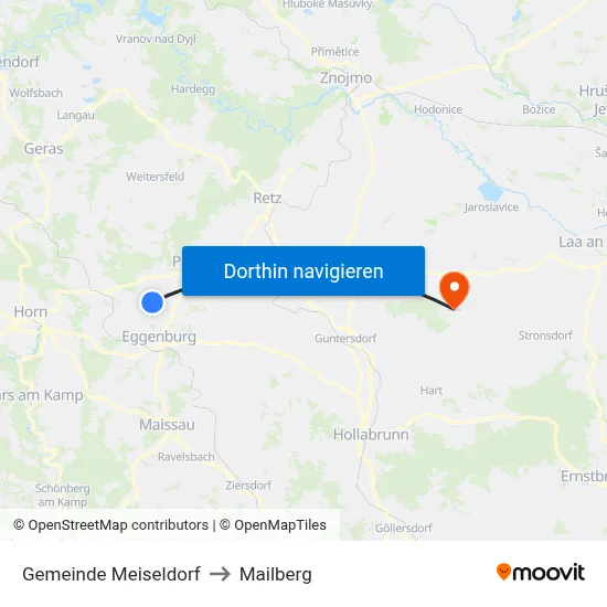 Gemeinde Meiseldorf to Mailberg map