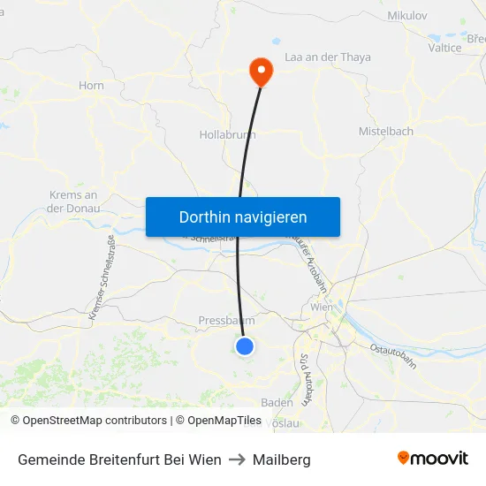 Gemeinde Breitenfurt Bei Wien to Mailberg map