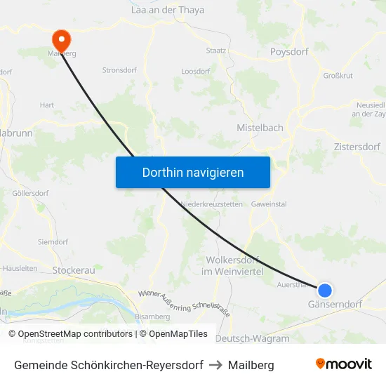 Gemeinde Schönkirchen-Reyersdorf to Mailberg map