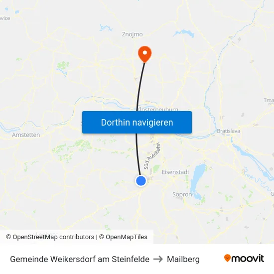 Gemeinde Weikersdorf am Steinfelde to Mailberg map