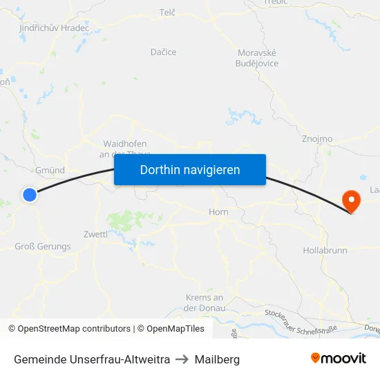Gemeinde Unserfrau-Altweitra to Mailberg map