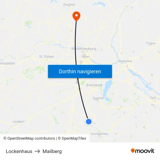 Lockenhaus to Mailberg map