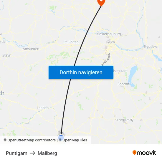 Puntigam to Mailberg map