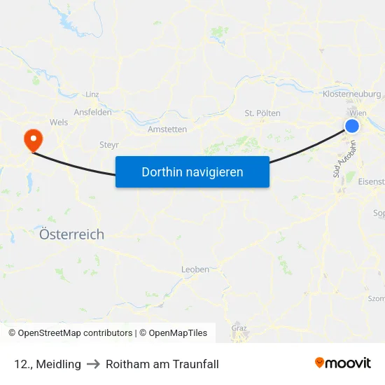 12., Meidling to Roitham am Traunfall map