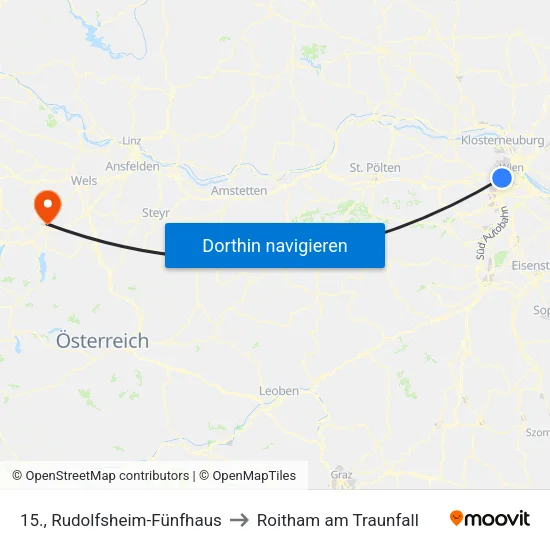 15., Rudolfsheim-Fünfhaus to Roitham am Traunfall map