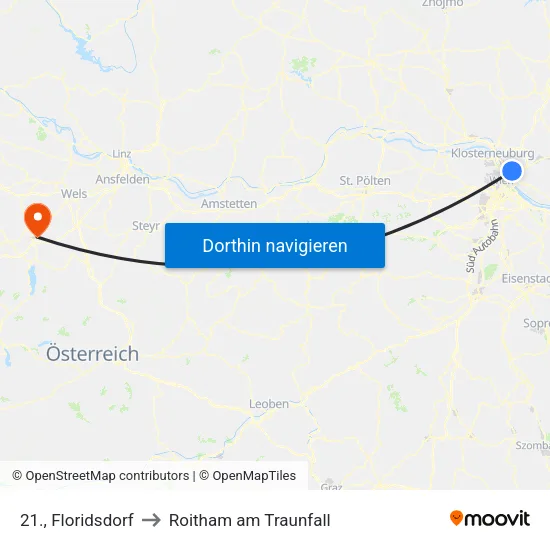21., Floridsdorf to Roitham am Traunfall map