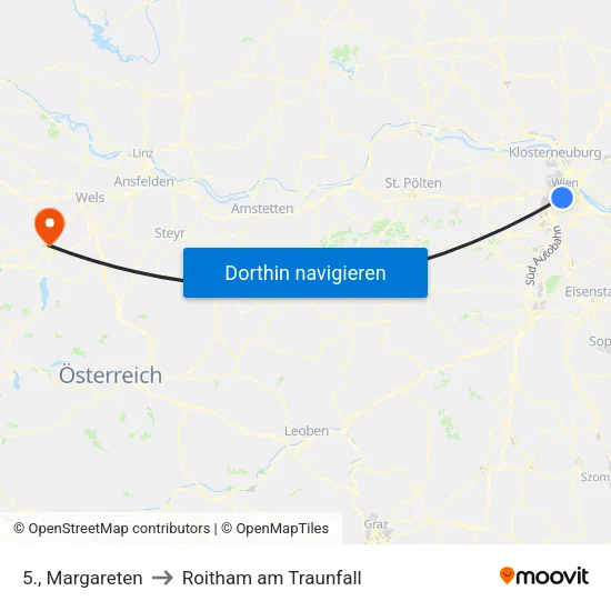 5., Margareten to Roitham am Traunfall map