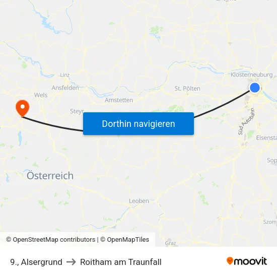 9., Alsergrund to Roitham am Traunfall map