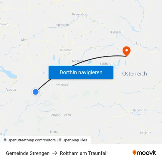 Gemeinde Strengen to Roitham am Traunfall map