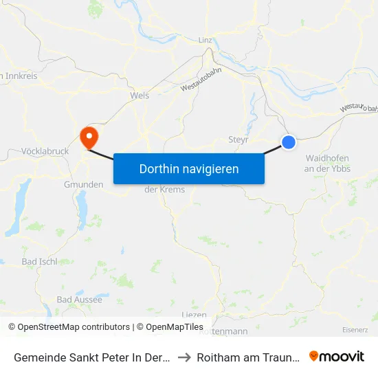 Gemeinde Sankt Peter In Der Au to Roitham am Traunfall map