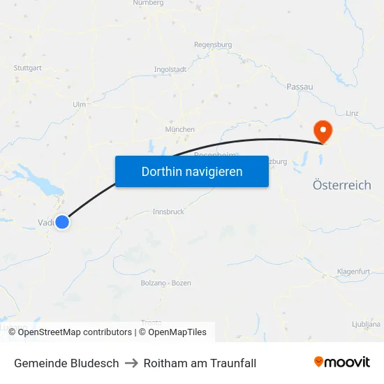 Gemeinde Bludesch to Roitham am Traunfall map
