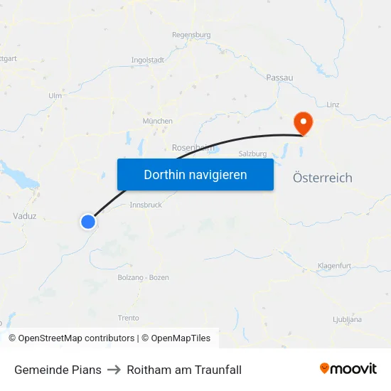 Gemeinde Pians to Roitham am Traunfall map