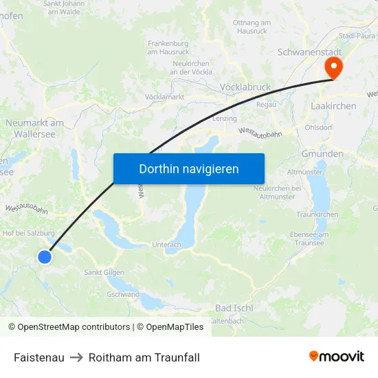 Faistenau to Roitham am Traunfall map