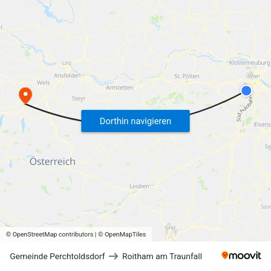 Gemeinde Perchtoldsdorf to Roitham am Traunfall map