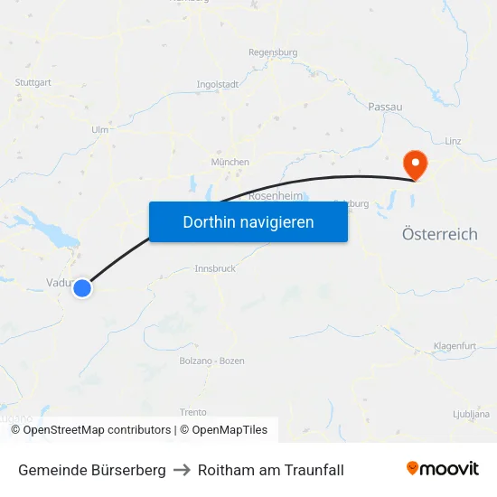 Gemeinde Bürserberg to Roitham am Traunfall map