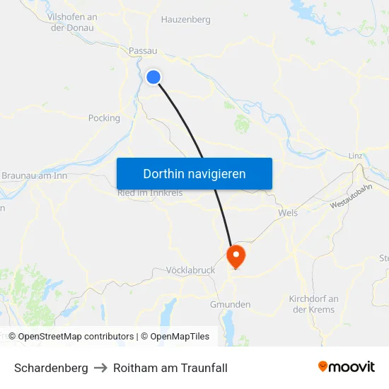 Schardenberg to Roitham am Traunfall map