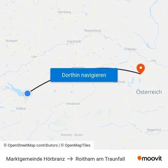 Marktgemeinde Hörbranz to Roitham am Traunfall map