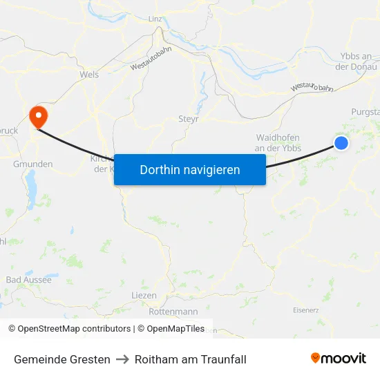 Gemeinde Gresten to Roitham am Traunfall map
