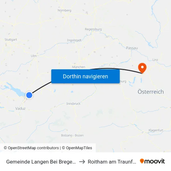 Gemeinde Langen Bei Bregenz to Roitham am Traunfall map