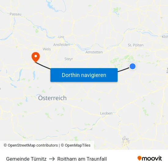 Gemeinde Türnitz to Roitham am Traunfall map