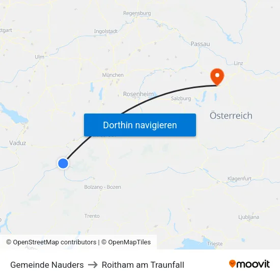 Gemeinde Nauders to Roitham am Traunfall map