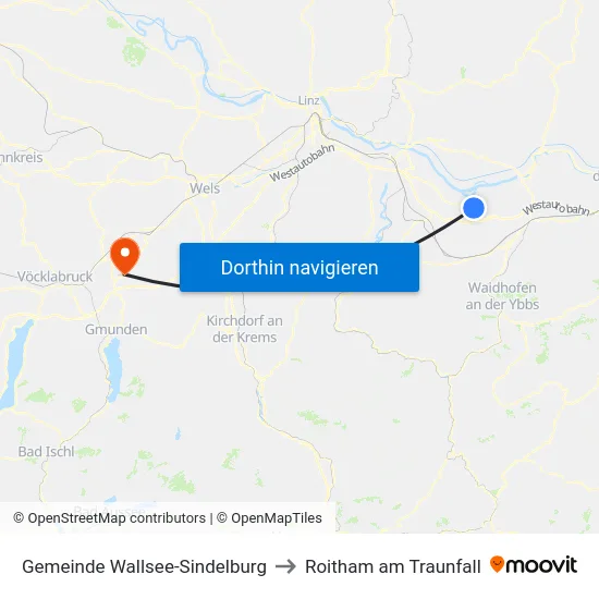 Gemeinde Wallsee-Sindelburg to Roitham am Traunfall map