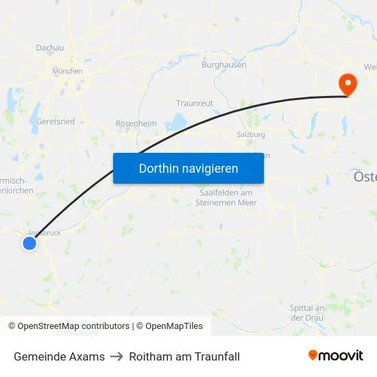 Gemeinde Axams to Roitham am Traunfall map