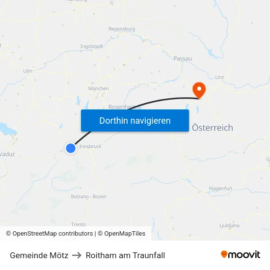 Gemeinde Mötz to Roitham am Traunfall map