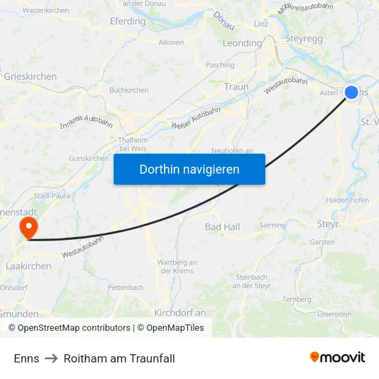 Enns to Roitham am Traunfall map