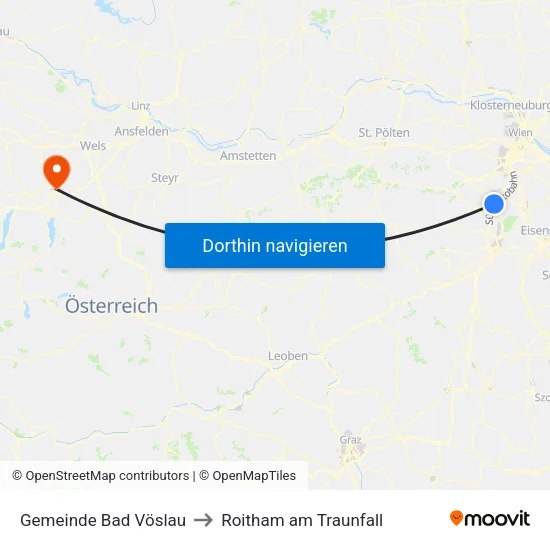 Gemeinde Bad Vöslau to Roitham am Traunfall map