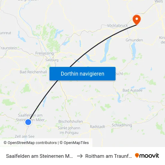 Saalfelden am Steinernen Meer to Roitham am Traunfall map