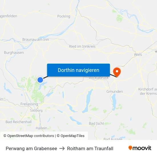 Perwang am Grabensee to Roitham am Traunfall map