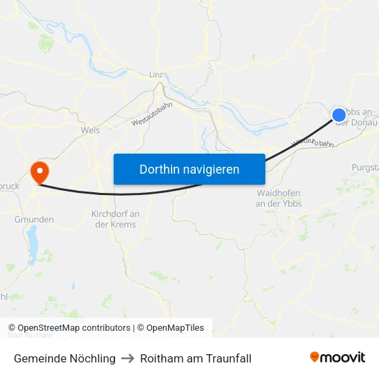 Gemeinde Nöchling to Roitham am Traunfall map